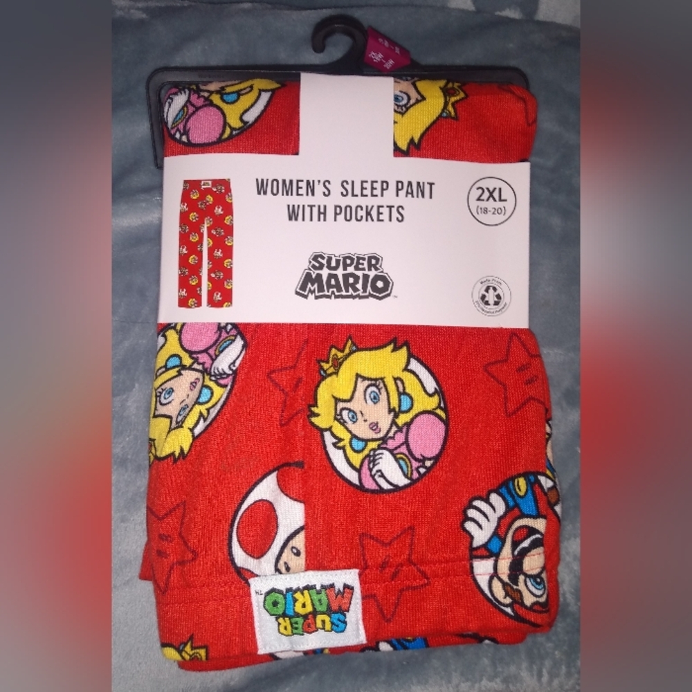 New Super Mario Women's Sleep Pant With Pockets Size 2XL